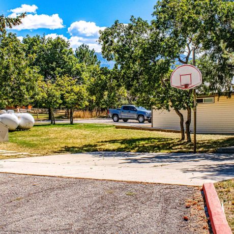 parking and basketball hoop